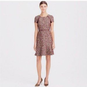 J. CREW | Checkered flutter dress tweed maroon red sz 16